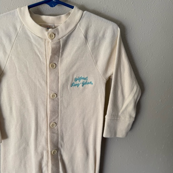 Vintage The Original Long-Johns Panda Cream With Blue Embroidery Size 3T - Picture 3 of 7